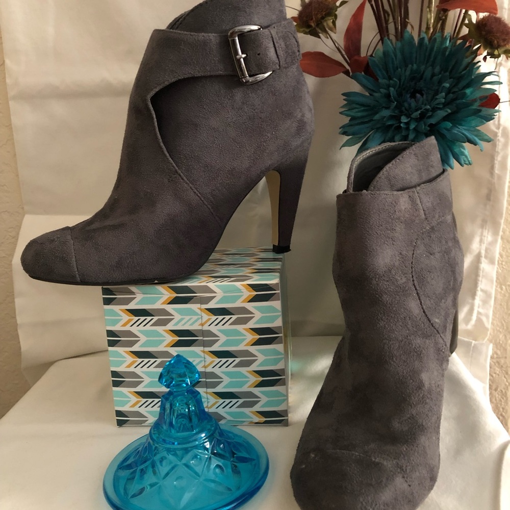 Gray Suede Ankle Boots